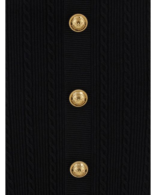 Balmain Black Skirt With Logo Buttons And Zip Closure