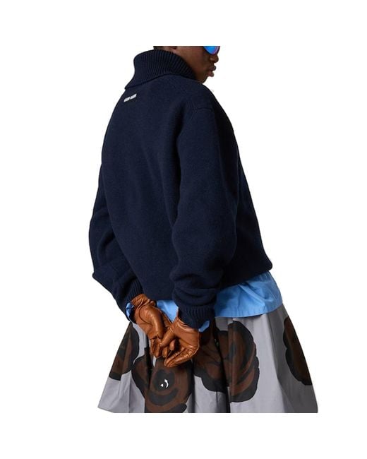 Miu Miu Blue Wool-C Mere Rollneck Sweater