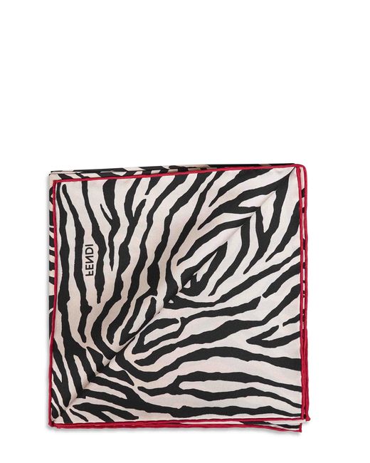 Fendi Black Silk Silk Scarf With Tiger Animalier Print
