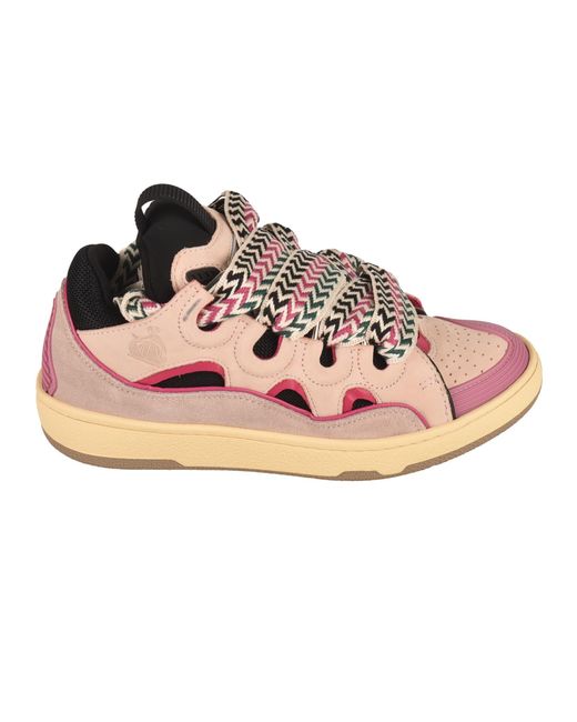Lanvin Pink Thick Lace Perforated Sneakers
