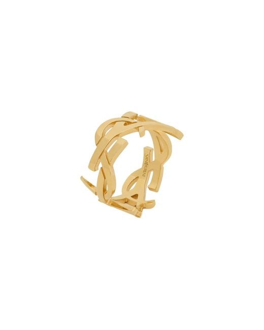 Saint Laurent Metallic Ring Cassandre-Plated Brass Rings