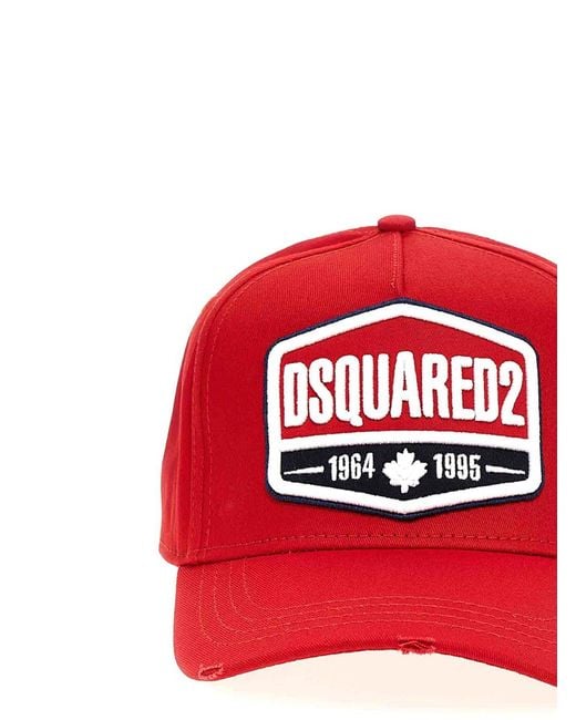 DSquared² Red Logo Patch Baseball Cap Accessories Beanies & Hats for men