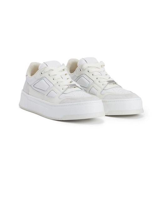 AMI White Calf Leather Sneakers for men
