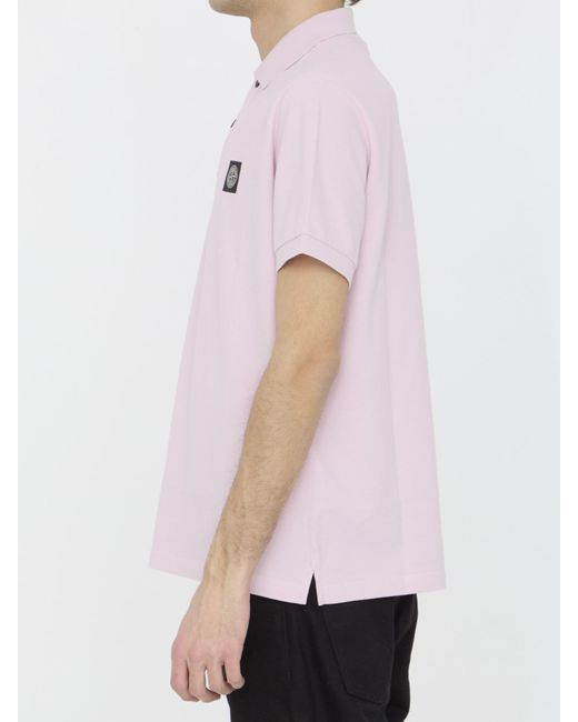 Stone Island Pink Cotton Polo Shirt for men