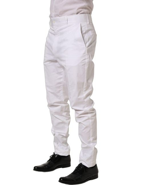 Dolce & Gabbana Purple Cotton Tapered Leg Dress Trouser Pants Elastane for men