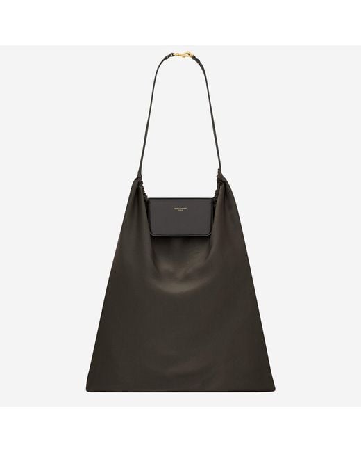 Saint Laurent Brown Clutch Bag Foldable Silk Satin And Leather Shoulder for men