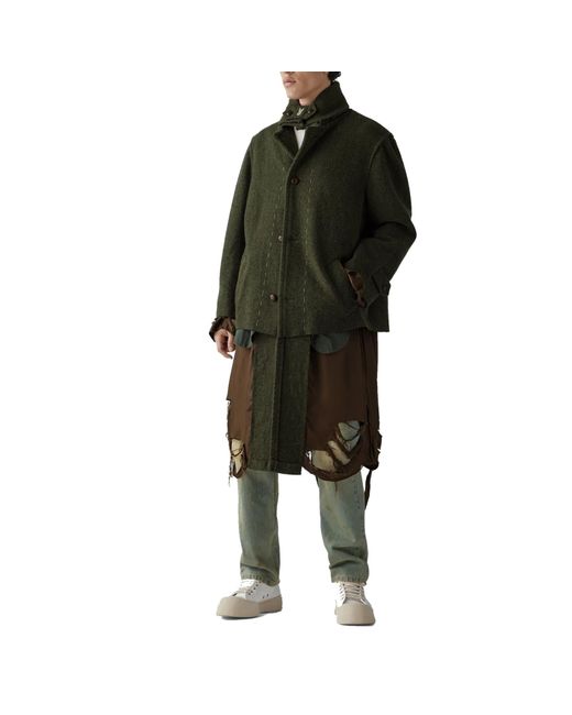 Maison Margiela Green Destroyed-look Coat for men