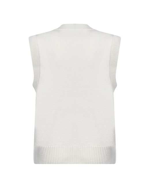 AMI White Knit Vest Ami De Cœur Merino Wool Knitwear