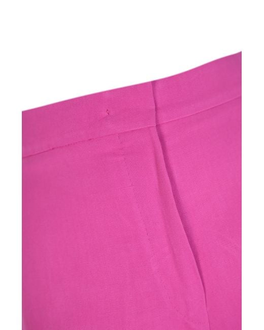 Max Mara Studio Pink Gary Viscose And Linen Trousers
