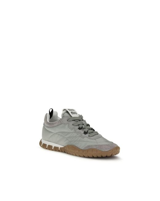 Miu Miu Gray Recycled Polyamide Athletic Sneakers