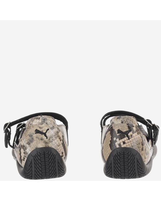 PUMA Black Ballet Flats Speedcat Animal Print Leather And Fabric