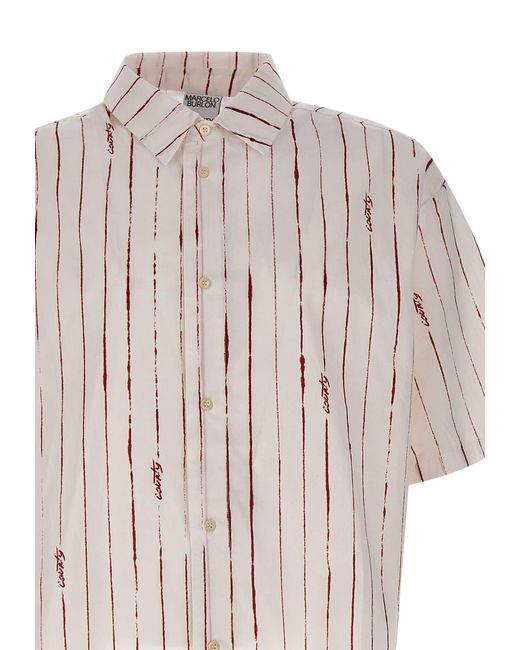 Marcelo Burlon White County Pinstripes Cotton Shirt for men