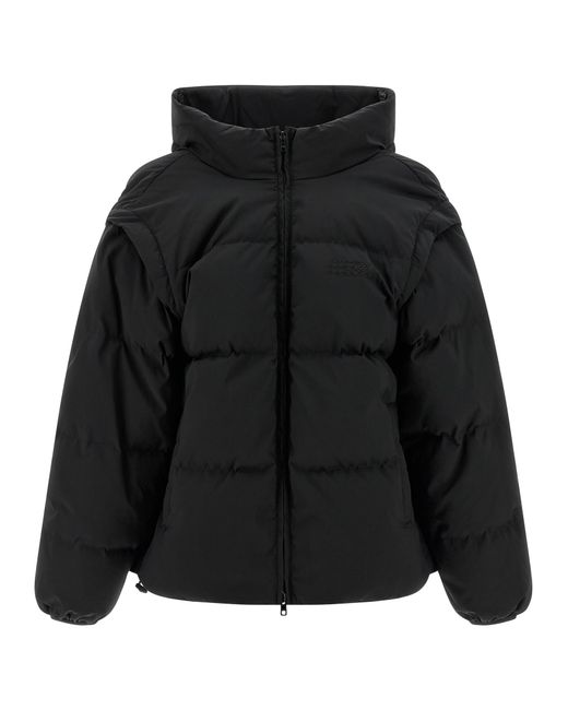 MM6 by Maison Margiela Black Numeric Signature Mm6 Embroidery Down Jacket Polyester Jacket, Parka, Casual