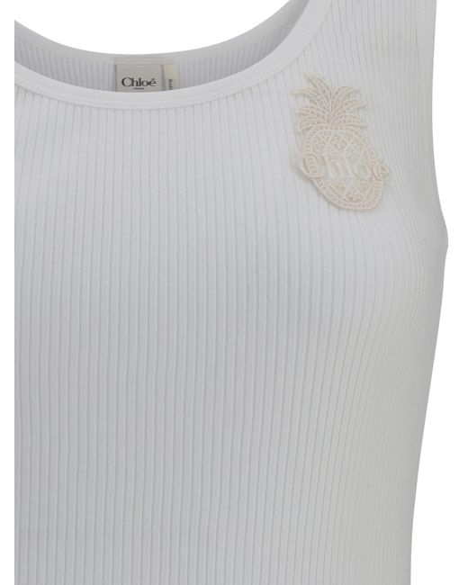 Chloé White Chloã Ribbed Jersey Top