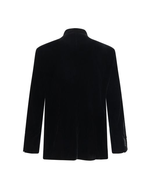 Giorgio Armani Black Blazer One Shot Stretch Viscose And Cupro Velvet Viscose; Cupro; Elastane Blazers & Vests for men