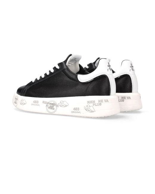 Premiata Black Leather Lace-Up Belle Sneakers