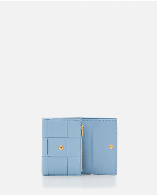 Bottega Veneta Blue Tri-Fold Leather Wallet