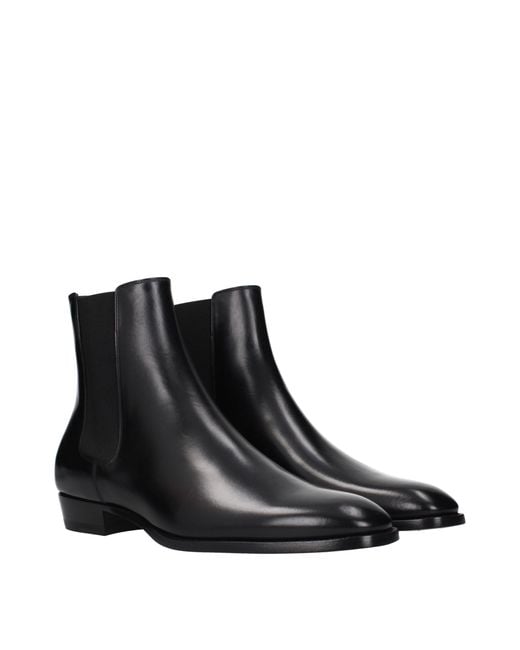 Céline Black Leather Ankle Boots for men
