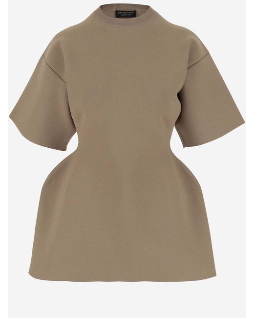 Balenciaga Natural Stretch Viscose Blend T-Shirt