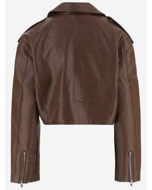 Frankie Shop Brown Short Jacket With Metallic Buttons Polyester