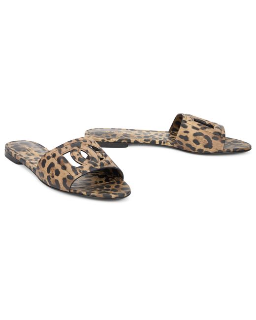Dolce & Gabbana Brown Slide Sandals Calfskin