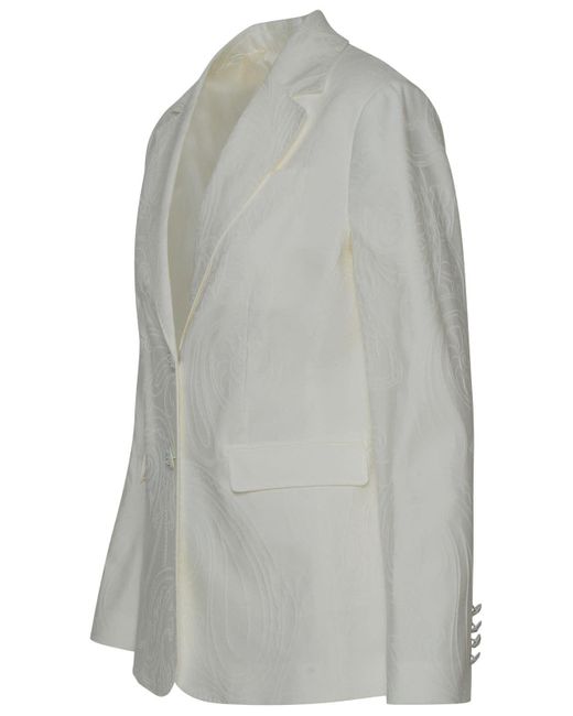 Etro Gray Ivory Cotton Blend Blazer Jacket