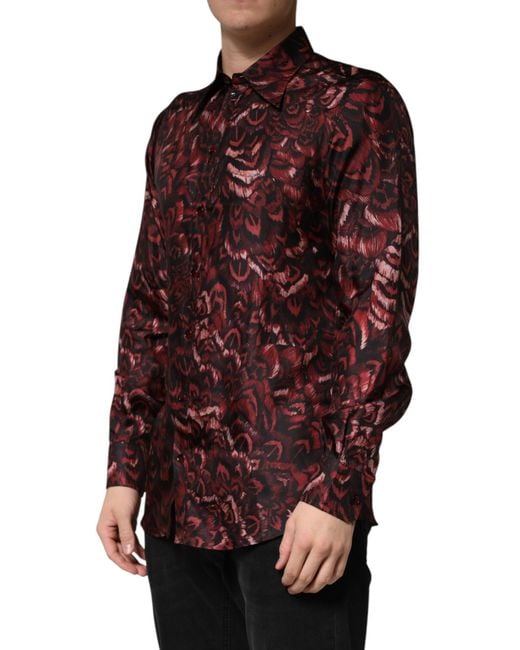 Dolce & Gabbana Patterned Collared Dress Shirt Silk for men