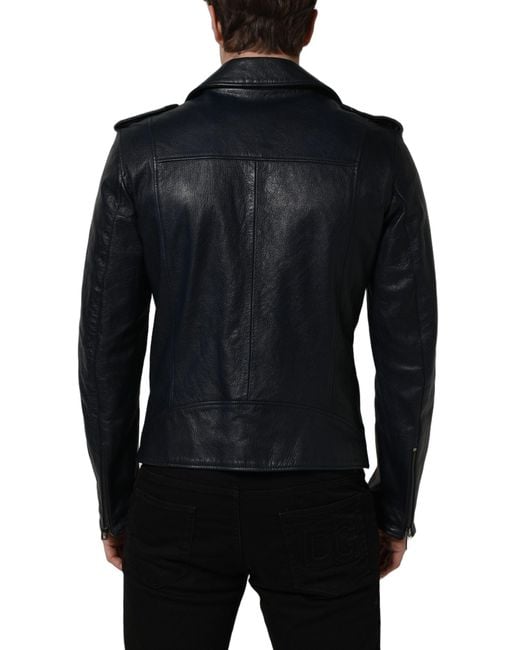 Dolce & Gabbana Black Leather Jackets for men