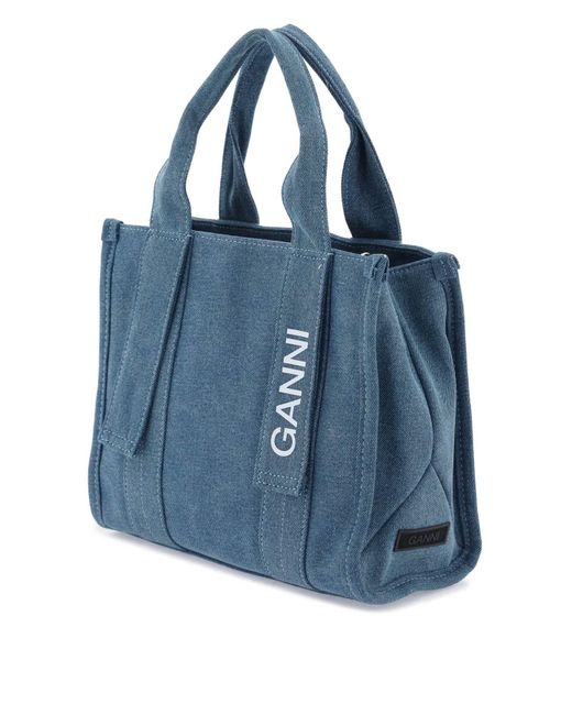 Ganni Blue Denim Tote Bag