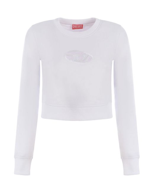 DIESEL White Sweatshirt F-slimmy-od In Fleece Cotton
