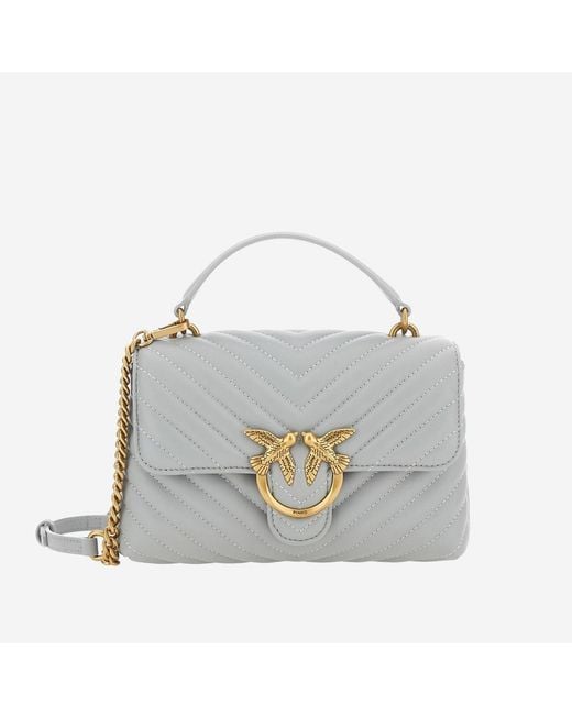 Pinko Gray Puff Big Bag Calf Leather Shoulder