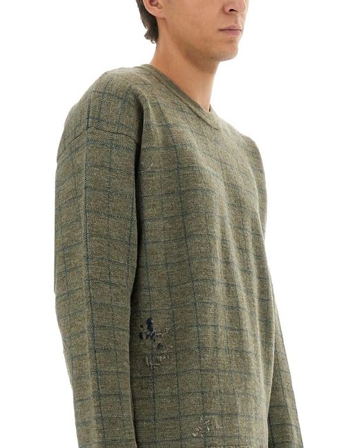 Maison Margiela Green Sweatshirt With Worn Effect for men