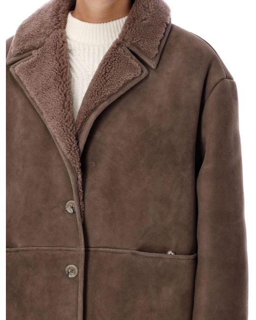 Loulou Studio Brown Cirebo Shearling Coat