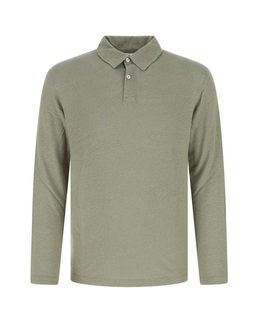 Hartford Sage Green Linen Polo Shirt for men