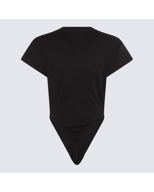 Mugler Black Jersey Zipped Bodysuit