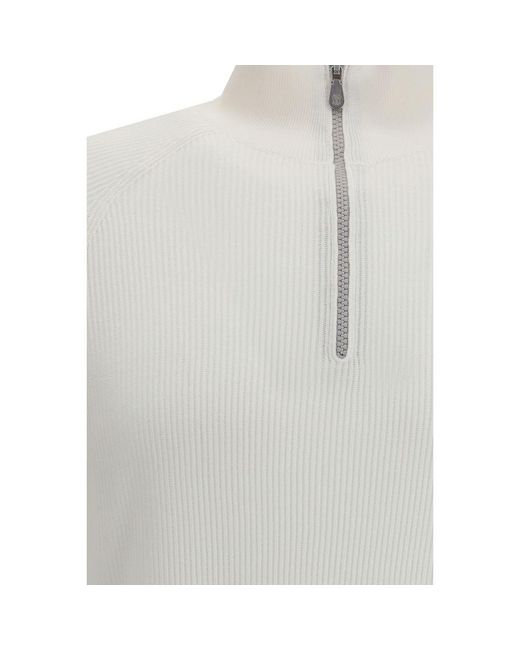 Brunello Cucinelli White Cotton Sweatshirt for men