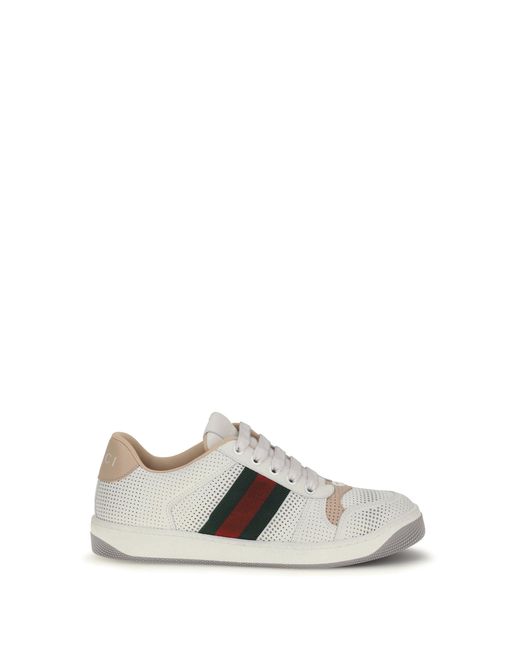 Gucci White Trainers Screener Perforated Leather