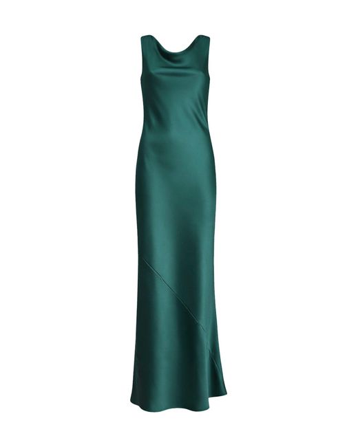 Blanca Vita Green Malachite Satin Anjea Long Dress