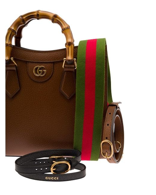 Gucci Brown Diana Small Shopping Bag With Bamboo Handles And Double G Detail