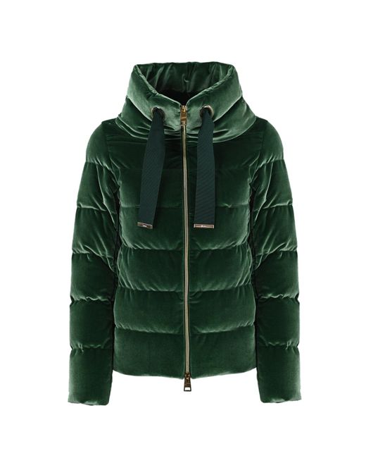 Herno Down Jacket In Green Velvet