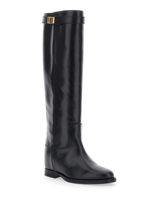 Via Roma 15 Black Boots Smooth Leather