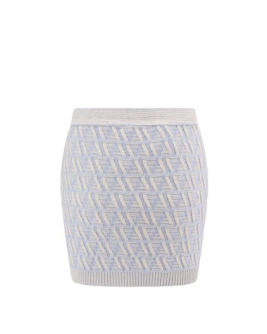FENDI Ff wool and cashmere skirt スリムフィット FENDI FF-logo Pattern Knit Skirt | Neutrals | FARFETCH