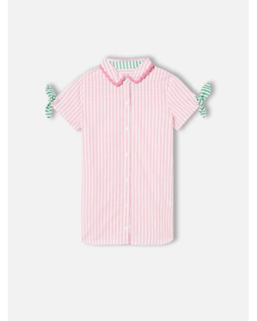 Mc2 Saint Barth Pink Girl Striped Shirt Dress