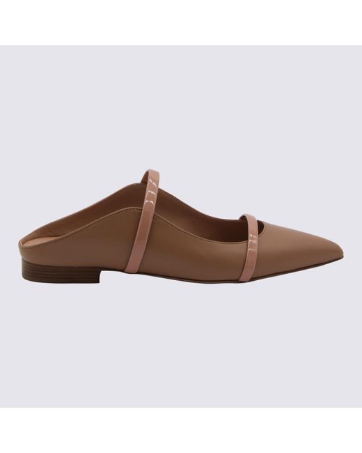 Malone Souliers Brown Nude And Blush Leather Maureen Flats