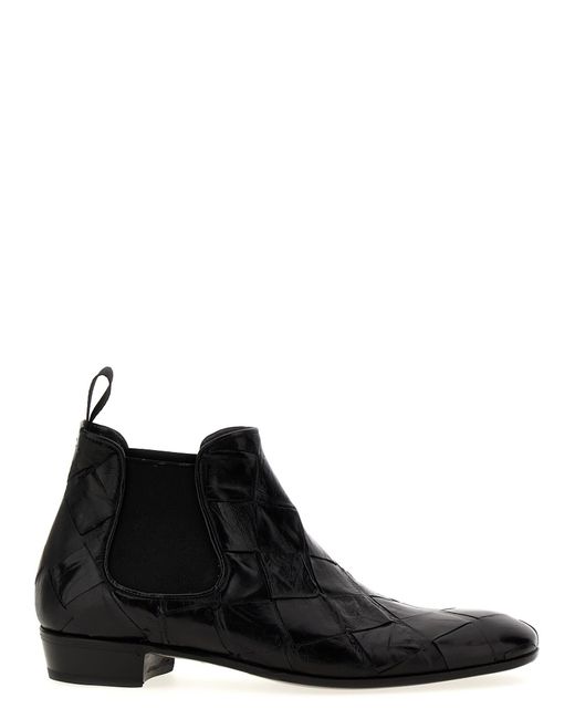 Lidfort Black Braided Leather Ankle Boots for men