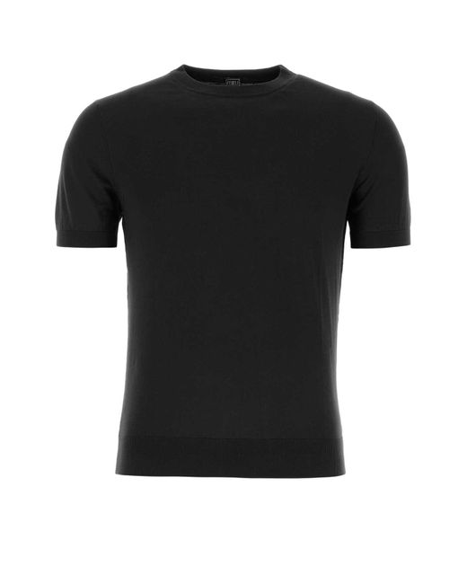 Fedeli Black Cotton Sweater for men