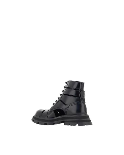 McQueen Black Calf Leather Bos Taurus Lace