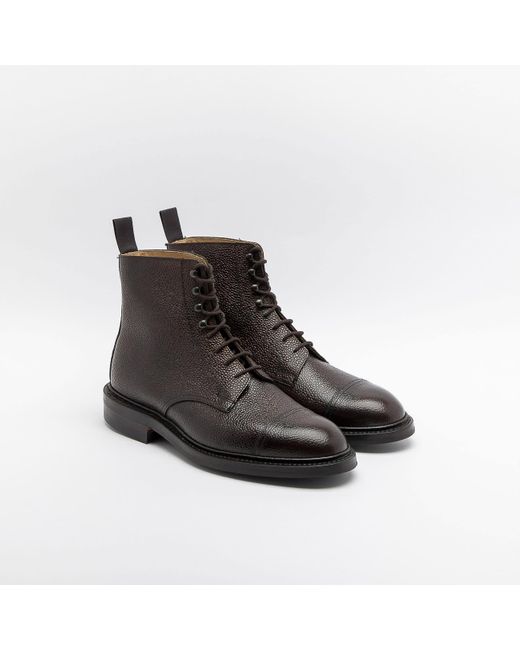 Crockett & Jones Dark Brown Scotch Grain Calf Derby Boot in Black for Men | Lyst