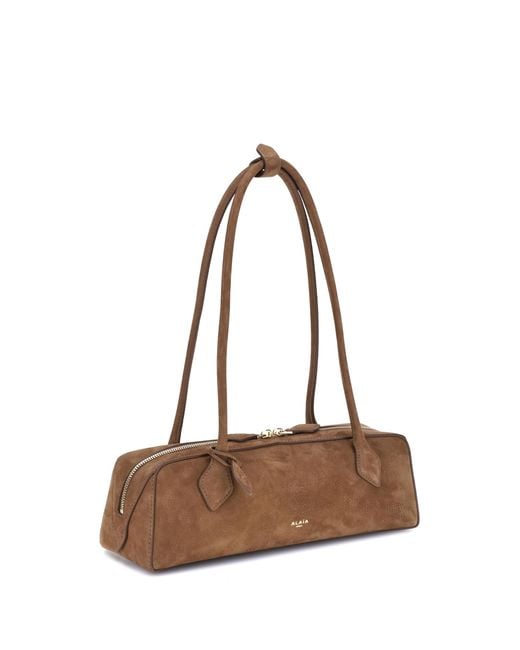 Alaïa White Shoulder Bag Le Teckel Raw Umber Suede 2 Calf Leather