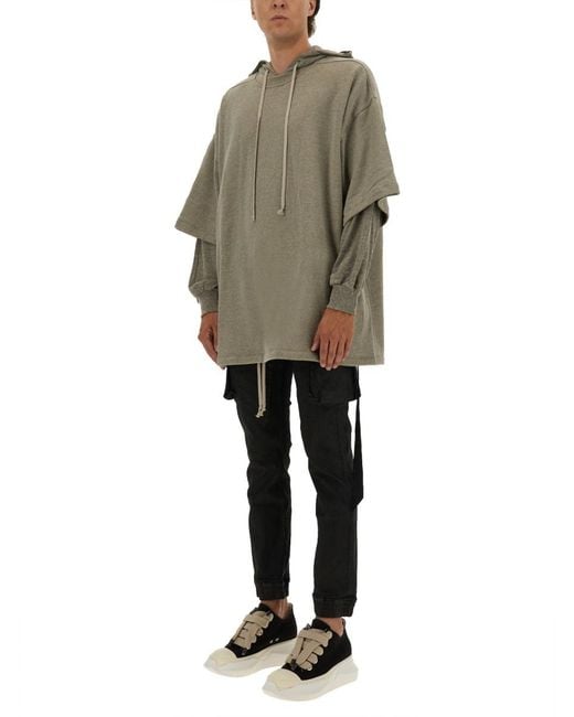 Rick Owens Gray Hoodie Cotton Sweatshirts for men